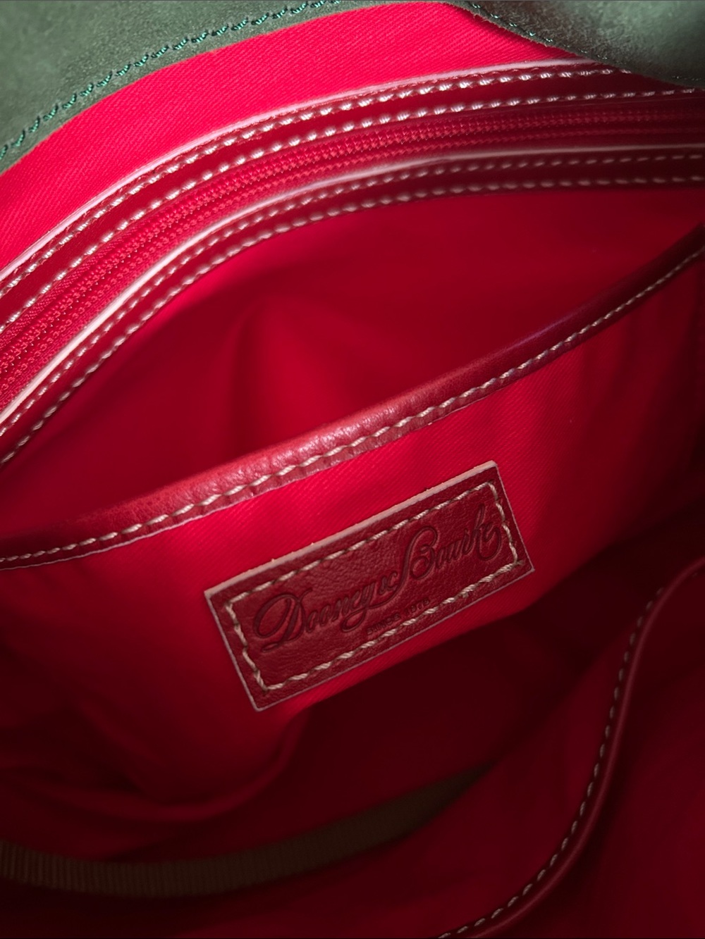 Dooney & Bourke Red Leather Satchel with Gold Hardware - Picture 8 of 11